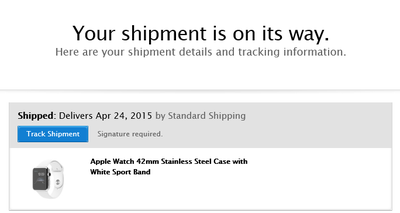 apple watch shipment