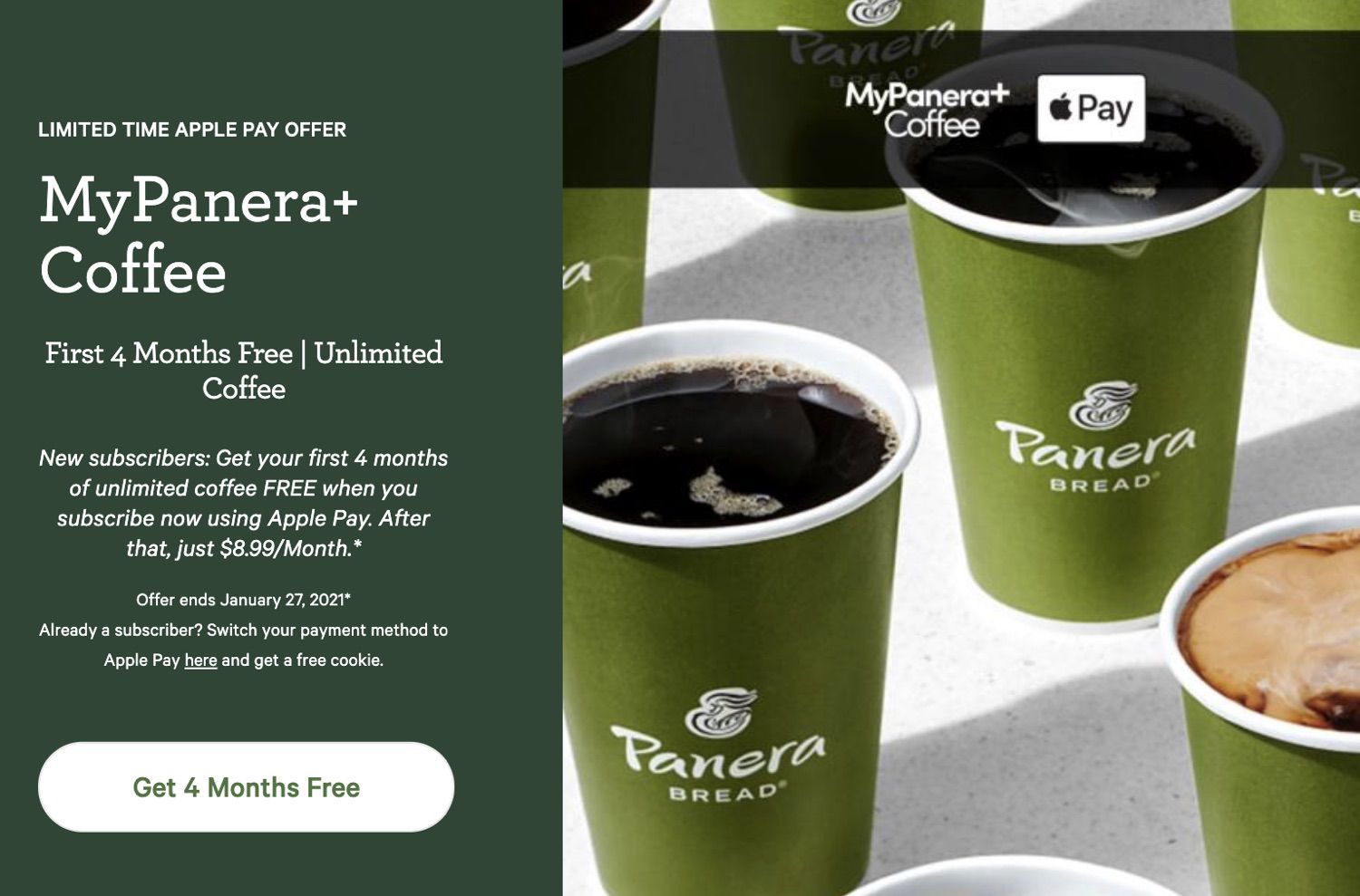 Apple Pay Promo Offers Four Months Of Free Coffee From Panera Bread Macrumors 0012