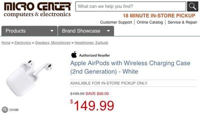 micro center airpods deal