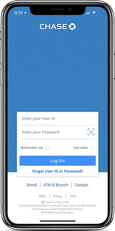 chase mobile app iphone x