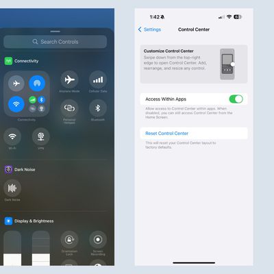ios 18 1 beta 5 control center