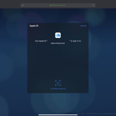 sign in with apple icloud beta