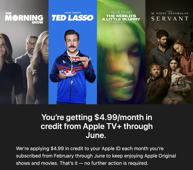 Apple Extends Monthly Credit Deposits to Apple TV+ Subscribers Through