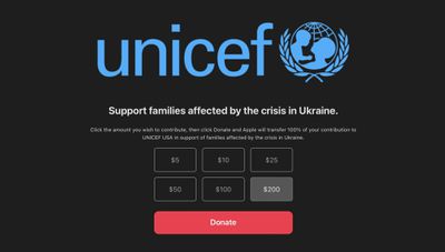 unicef apple Ukraine donations